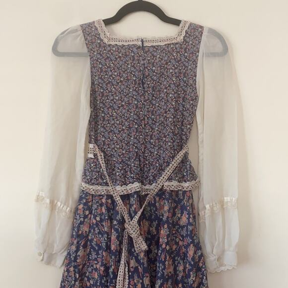 Gunne Sax VTG 1970s RARE Print Birds & Bees Dress - Picture 4 of 10